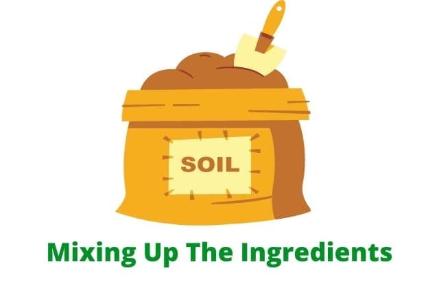 Blending the potting soil ingredients